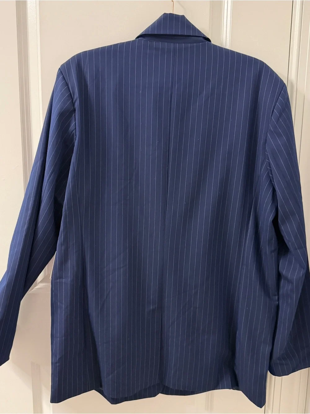 NWT Bardot Oversized Longline Navy Pinstripe Single-Breasted Blazer Sz 10 medium